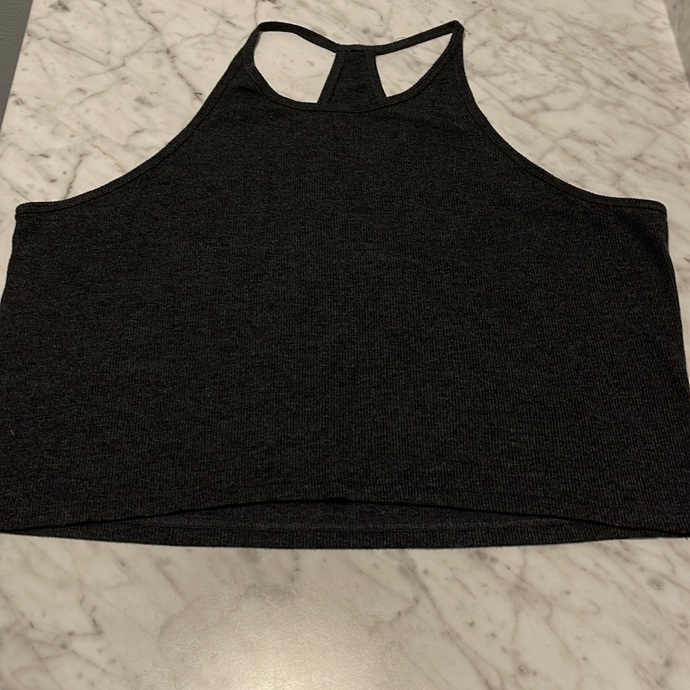 Alo Yoga Ribbed tank Crop Top Size Large Dark Gray